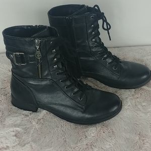 Guess Black Leather Ankle Boots